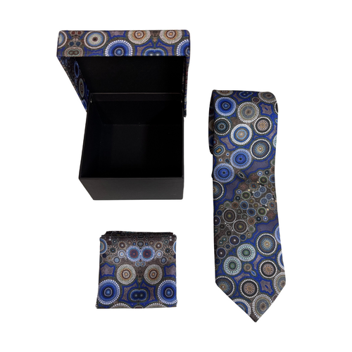 Lee Anne Hall Aboriginal Art 2pce Polyester Tie Set - Blue (2)