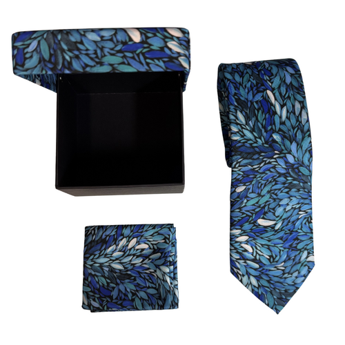 Louise Numina Aboriginal Art 2pce Polyester Tie Set - Bush Medicine Dreaming (Blue)