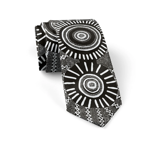 Munupi Aboriginal Art 2pce Woven Silk Tie Set - Pukamani 