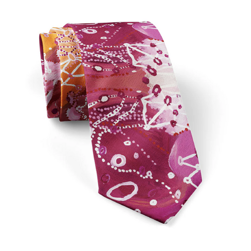 Warlukurlangu Aboriginal Art 2pce Woven Silk Tie Set - Brush-Tail Possum Dreaming