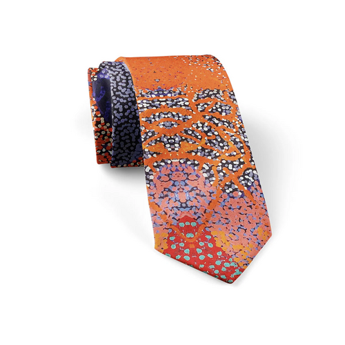 Warlukurlangu Aboriginal Art 2pce Woven Silk Tie Set - Brush-Tail Possum Dreaming (2)