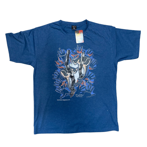 Night Possums (Blue Marle) - Aboriginal Design T-Shirt [size: Medium]