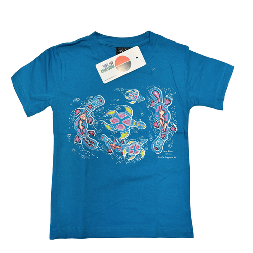 Children's Aboriginal Design T-Shirt - Egg Layers [Cyan] [size: Size 10]
