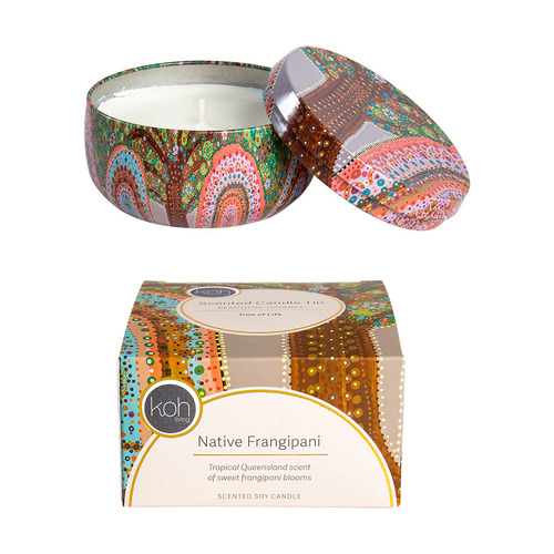 Koh Living Aboriginal Scented Native Frangipani Soy Candle Tin (170g) - Tree of Life