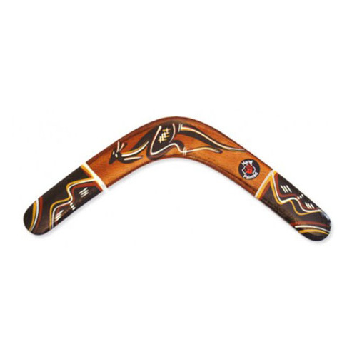 Handpainted Aboriginal Art Returning 3 Ply Boomerang - Traditional  [Size: Medium 40cm]
