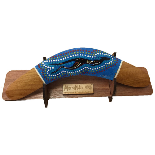 Aboriginal Dot Art handpainted Giftboxed Boomerang & Stand (35cm)