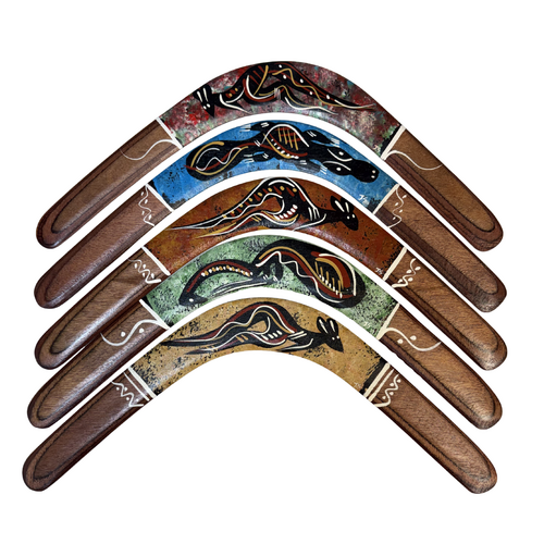 Contemporary - Skeenarang Booma Handpainted Aboriginal Art Returning 5 Ply Aboriginal Boomerang [size: 35cm]