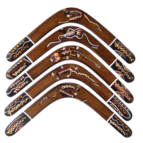 Traditional - Skeenarang Booma Handpainted Aboriginal Art Returning 5 Ply Aboriginal Boomerang -  [size: 45cm]