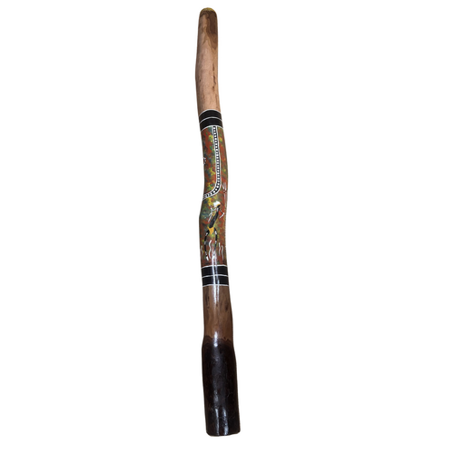Red/Orange - Brolga Eucalyptus (Grey Box) Handpainted Didgeridoo (1.21m) - Bark Base