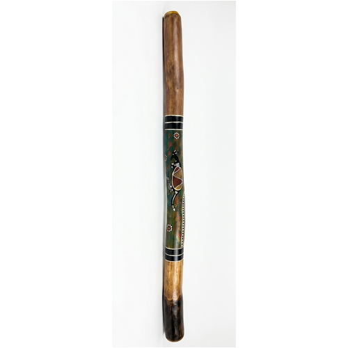 Green/Blue - Kangaroo  Eucalyptus (Grey Box) Handpainted Didgeridoo (1.28m) - Bark Base - 
