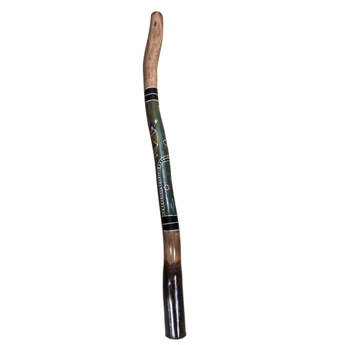 Green - Lizard Eucalyptus (Grey Box) Handpainted Didgeridoo (1.25m) - Bark Base