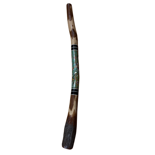 Eucalyptus (Ironbark) Handpainted Didgeridoo with Flared end (1.38m) - Emu (Blue/Green/Red)