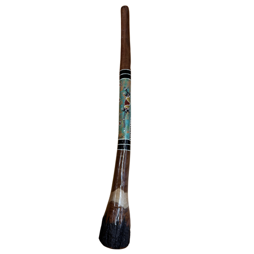Eucalyptus (Ironbark) Handpainted Didgeridoo (1.28m) - Flared End with Lizard (Greens)