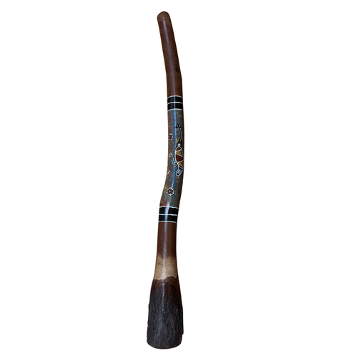 Eucalyptus (Ironbark) Handpainted Didgeridoo (1.31m) - Flared End with Emu (Green)