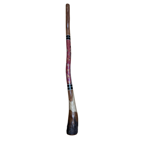 Eucalyptus (Ironbark) Handpainted Didgeridoo (1.37m) - Flared End with Kangaroo (Red/Pink)