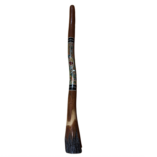 Eucalyptus (Ironbark) Handpainted Didgeridoo (1.42m) - Flared End with Emu (Green/Orange)