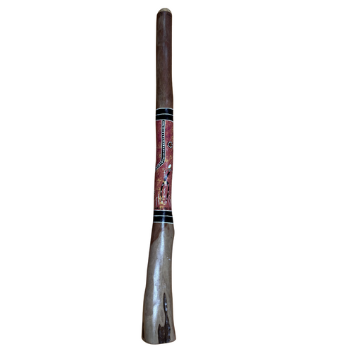 Eucalyptus (Ironbark) Handpainted Didgeridoo (1.43m) HEAVY - Flared End with Lizard (Red/Pink)