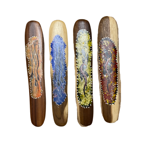 Handmade Timber Aboriginal Message Stick - Handpainted