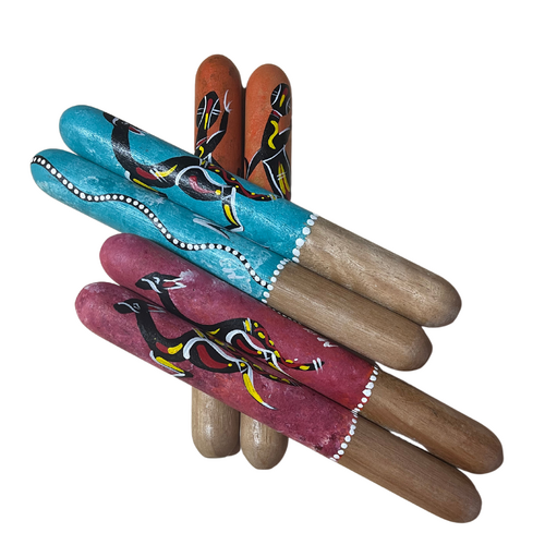Aboriginal Handmade Handpainted (Spotted Gum) SMALL Music/Clapping Sticks (20cm)