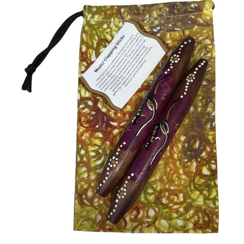 KIDS handpainted Music Sticks [18cm] - Kangaroo + POUCH - Skeenarang Booma 
