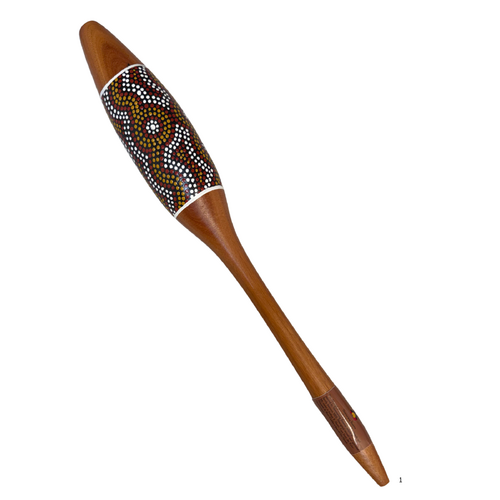Black Wattle handmade/Dot Art handpainted Nulla Nulla (50cm) - Skeenarang Booma