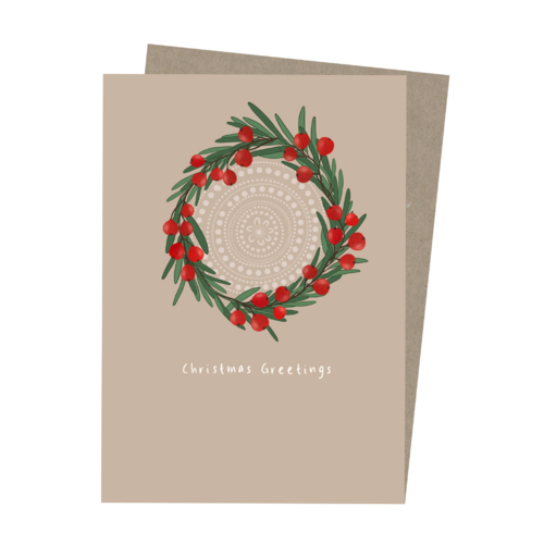 Paperbark Prints Aboriginal Art Gift Card - Quandong Wreath