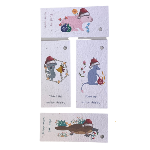 Native Seed Box Plantable Greeting Card - Christmas Native Animals Gift Tags (Set 4)