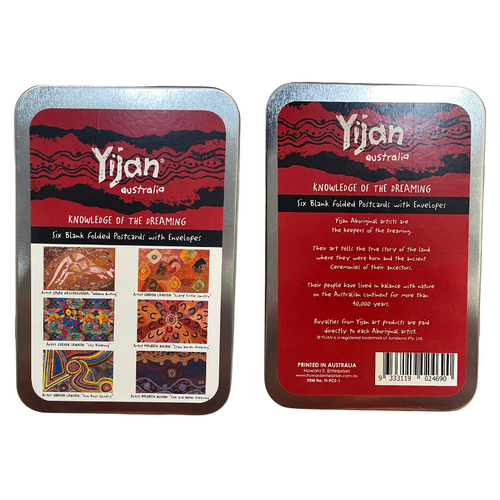Yijan Aboriginal Dot Art Folded Postcard Giftcard Set (6) - Tin Gift Box