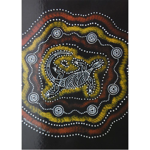Black Canvas Lizard  - POSTCARD - Dreamtime Kullilla Aboriginal Art