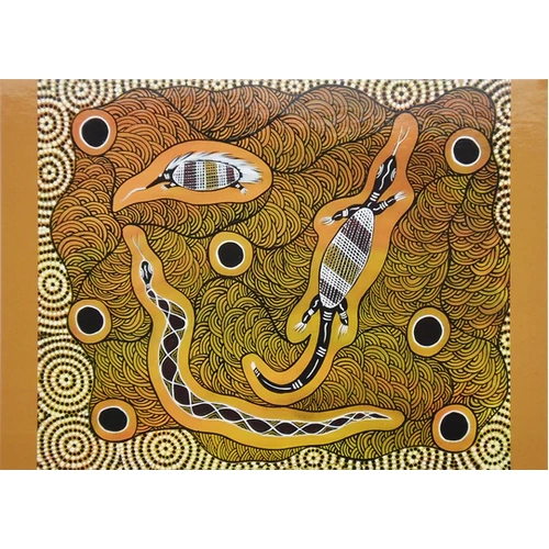 Earth Animals - POSTCARD - Dreamtime Kullilla Aboriginal Art