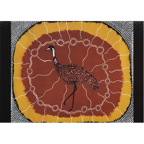 Red Ochre Emu - POSTCARD - Dreamtime Kullilla Aboriginal Art