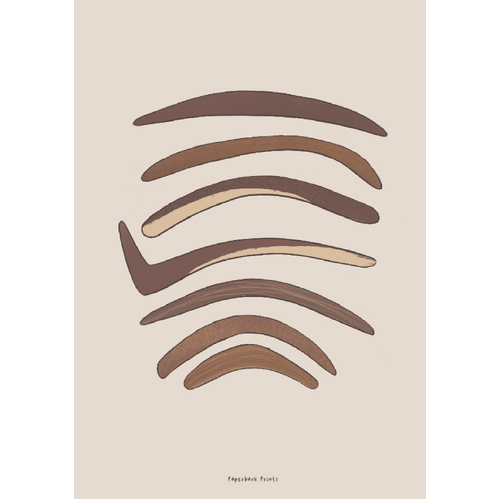 Paperbark Prints Ready-to-Frame A4 Print - Boomerangs (Cream)