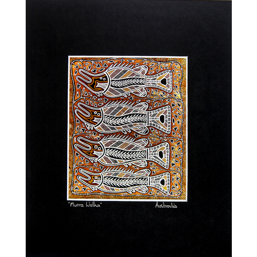 Murra Wolka Ready-to-Frame Aboriginal Art Print (25cm x 21cm) - Barramundi