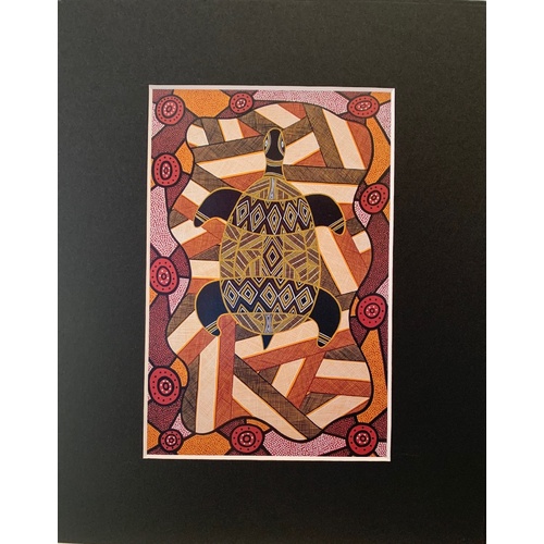 Murra Wolka Read-to-Frame Aboriginal Art Print (25cm x 21cm) - Turtle