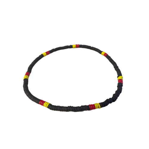 Aboriginal Stretch Necklace - 3 Colour Wooden Black Bead
