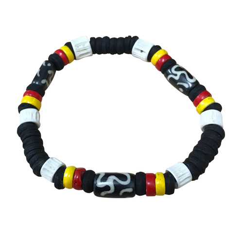 Aboriginal Stretch Wristband - Black Bead (4 Colour)