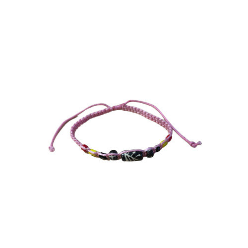 Aboriginal Wristband Pink Waxed 9 Bead Adjustable
