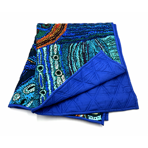 Better World Aboriginal Art Quilted Baby Blanket - Two Sisters Travelling