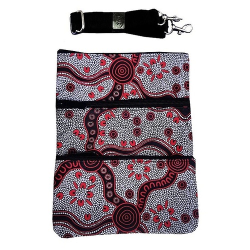 Hogarth Aboriginal Art 3 Zip Canvas Shoulder Bag - Highlands