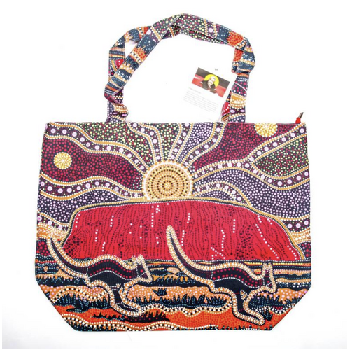 Danny Eastwood Aboriginal Art Canvas Beach Bag (38x50x15cm) - Uluru