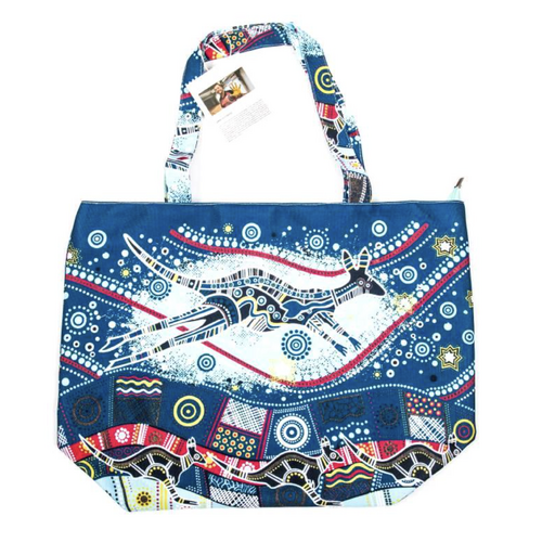 Jamie Eastwood Aboriginal Art Canvas Beach Bag (38x50x15cm) - Kangaroo Dreaming