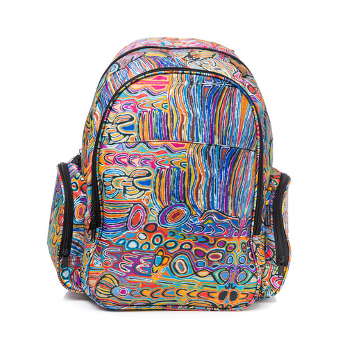 Warlukurlangu Aboriginal Art Backpack - Mina Mina Dreaming (Blue)