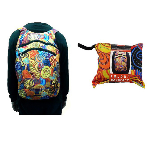 Jijaka Aboriginal Art Fold Up Backpack - Firestones