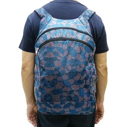 Yijan Aboriginal Art Fold Up Backpack - Women Travel Dreaming (Turquoise)