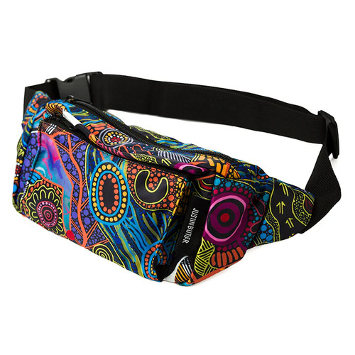 Justin Butler Aboriginal Art Bum Bag - The Dingo & Kangaroo Storyline