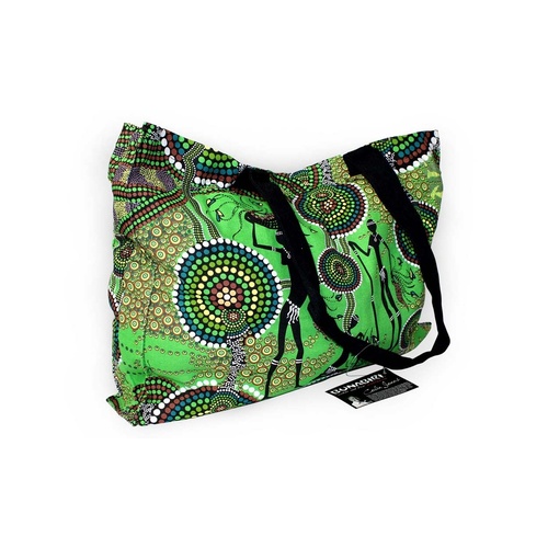 Bunabiri Aboriginal Art Canvas Bag - Hunters & Gatherers (Rainforest)
