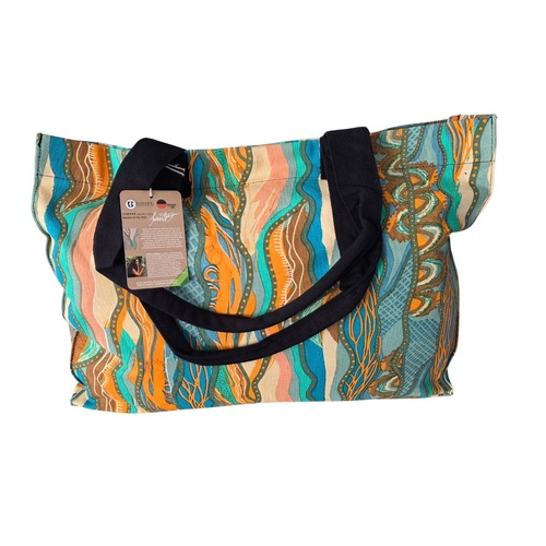 Bunabiri Aboriginal Art Canvas Bag - Wamin in the Wet