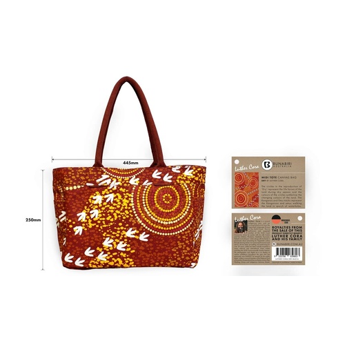Dry Season Canvas Shopper/Midi Tote Bag - Bunabiri Aboriginal Art 