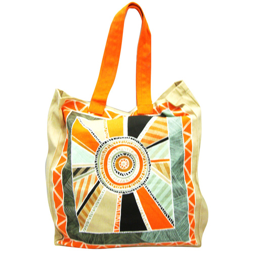 Jijaka Aboriginal Dot Art Canvas Bag - Centre Camp