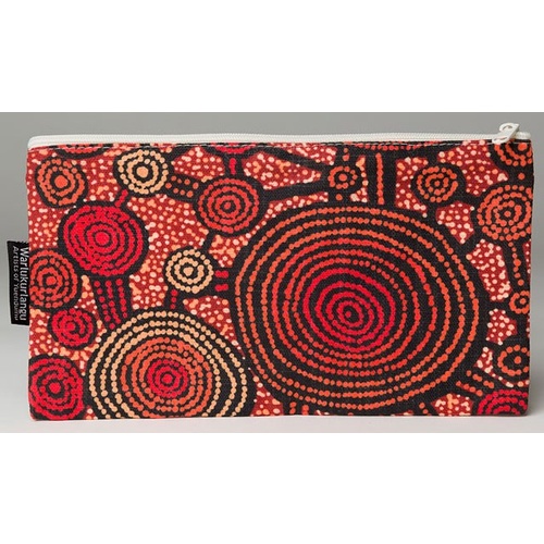 Warlukurlangu Aboriginal Art Cotton Zip Bag - Emu Dreaming